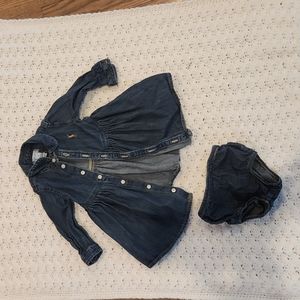 Ralph Lauren shirred denim shirt dress and bloomers. 6 mos.